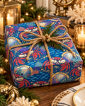 Gulf Crab & Coral in Blue — Wrapping Paper